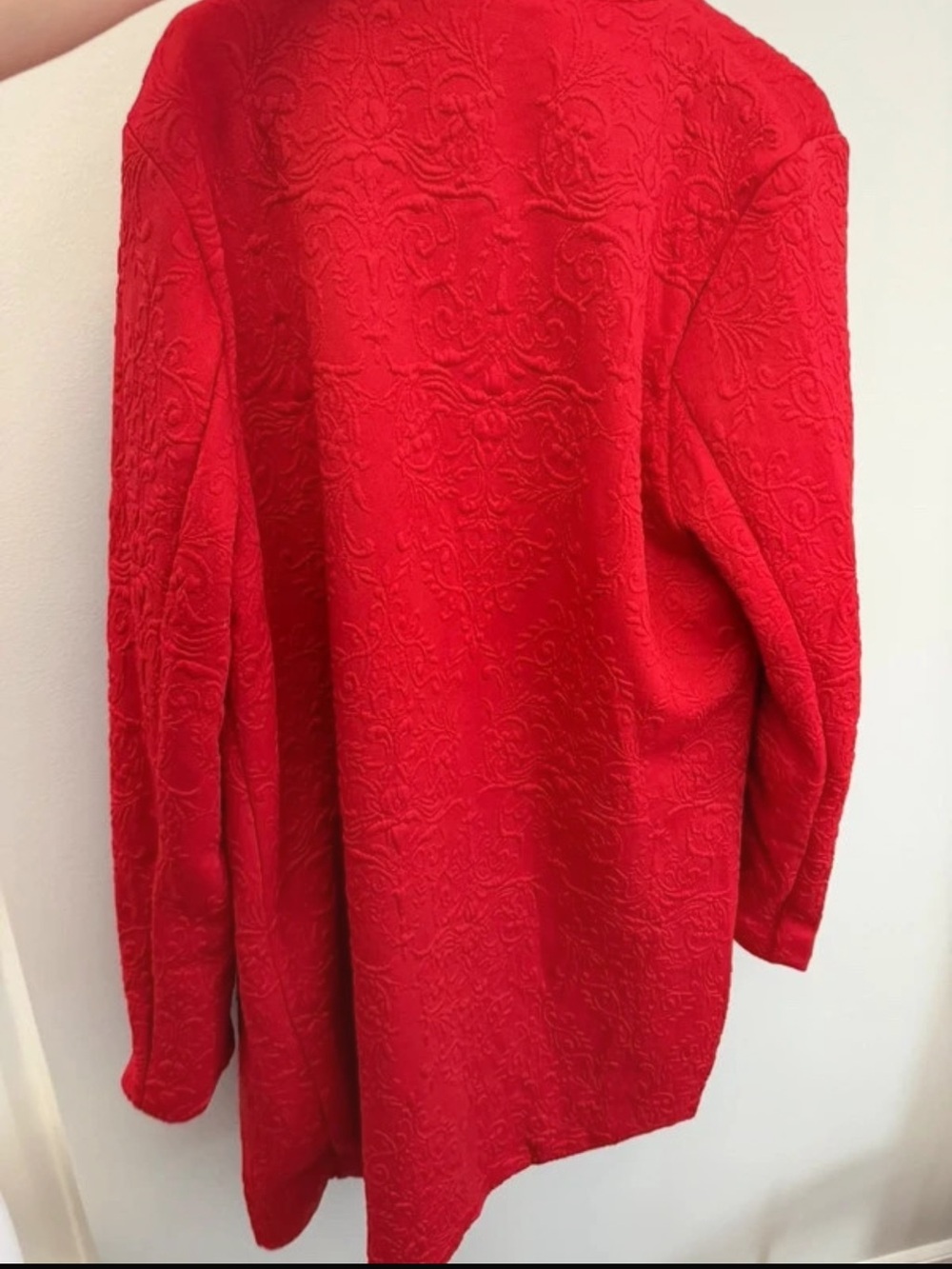 Scarlett Red Textured Open Front Robe Jacket - Picture 3 of 6
